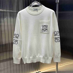 Loewe Cream Crewneck Sweater with Embroidered Details